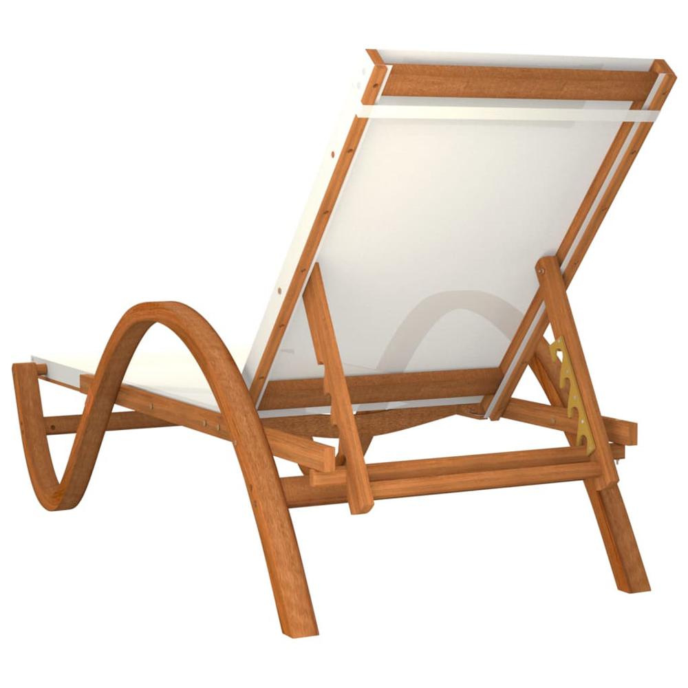 Sun Lounger with Pillow White Textilene and Solid Wood Poplar. Picture 4