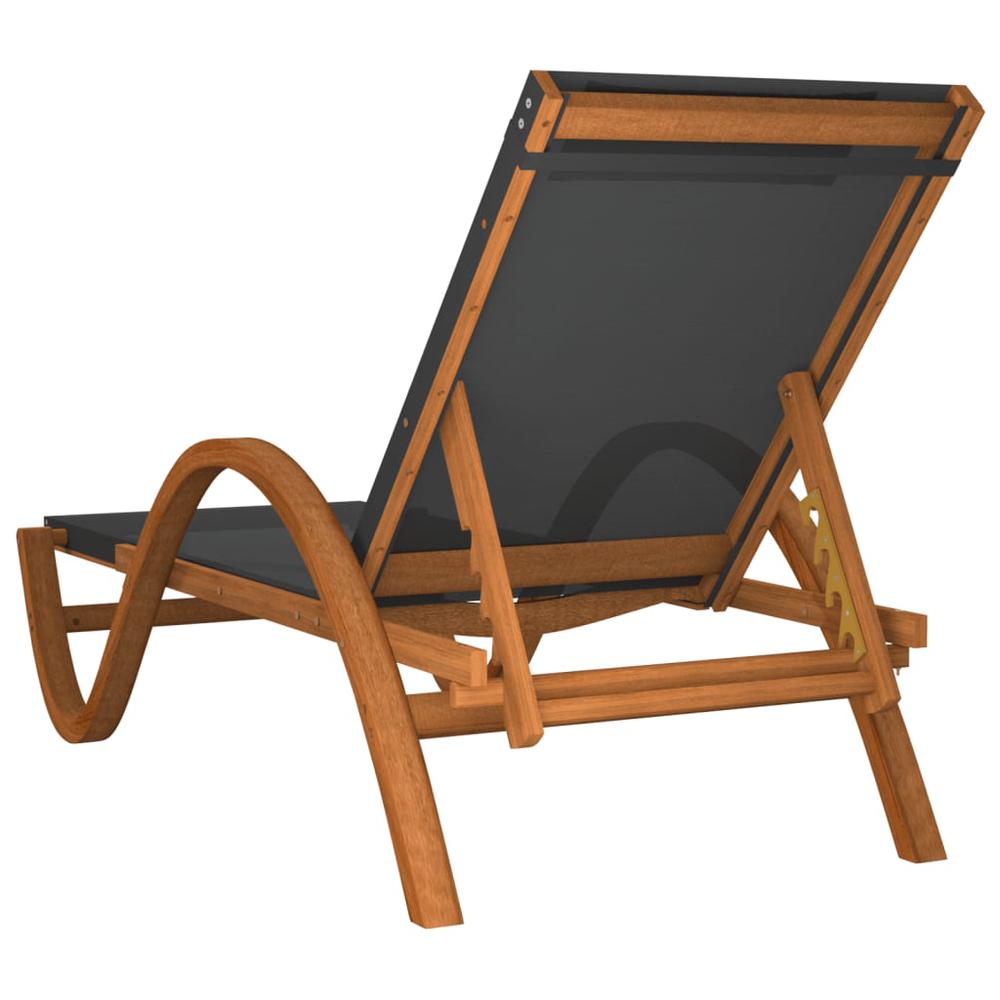 Sun Lounger with Pillow Gray Textilene and Solid Wood Poplar. Picture 4