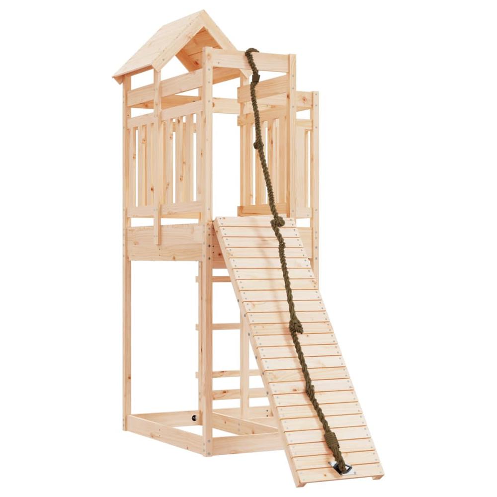 Playhouse with Climbing Wall Solid Wood Pine. Picture 1