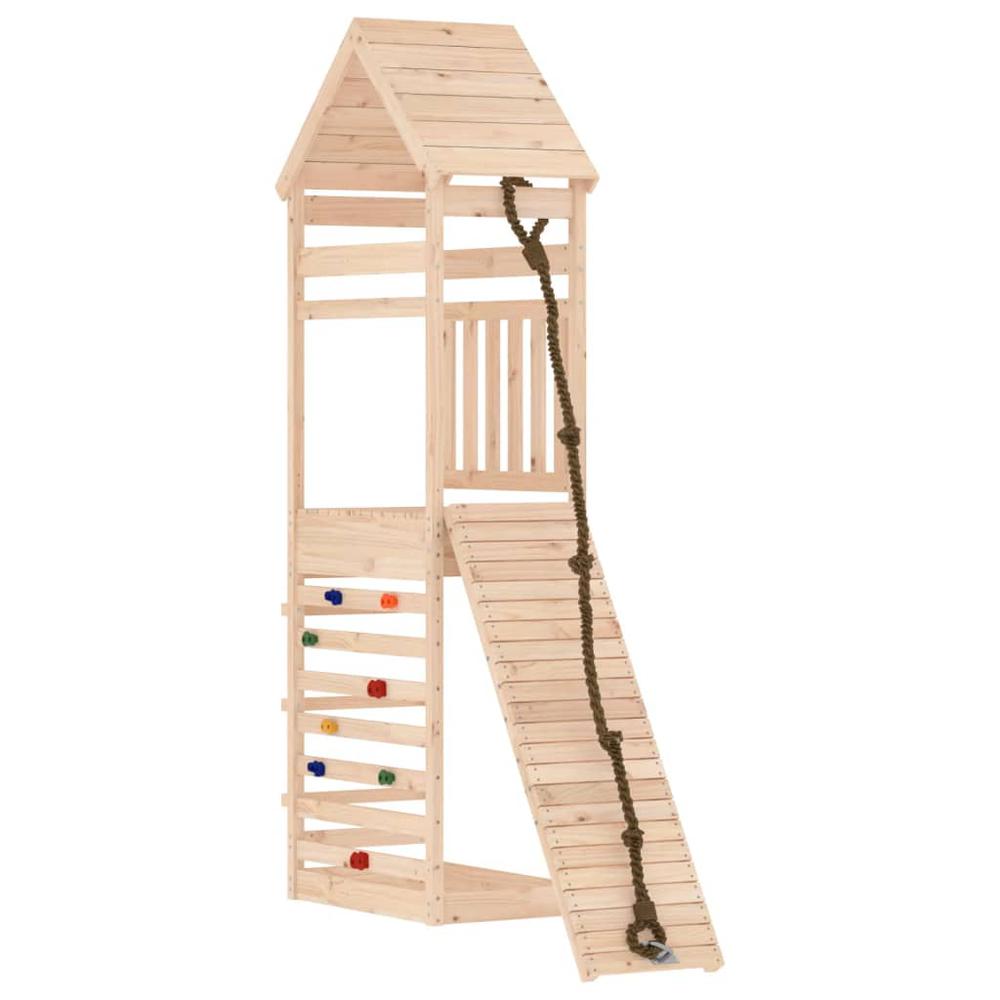 Playhouse with Climbing Wall Solid Wood Pine. Picture 2