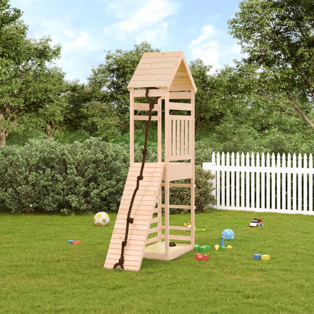 Playhouse with Climbing Wall Solid Wood Pine. Picture 10