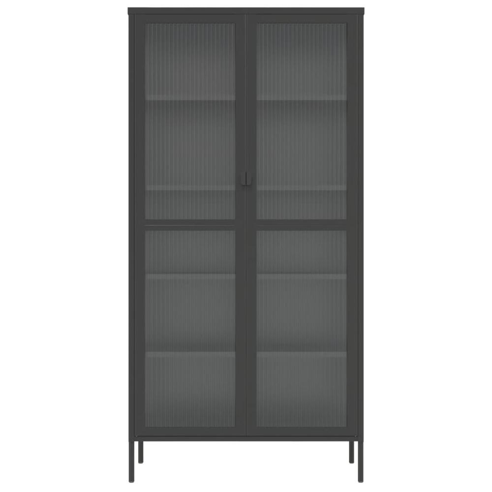 Highboard Black 33.5"x15.7"x70.9" Glass and Steel. Picture 5