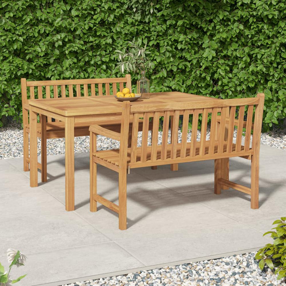 3 Piece Patio Dining Set Solid Wood Teak. Picture 11