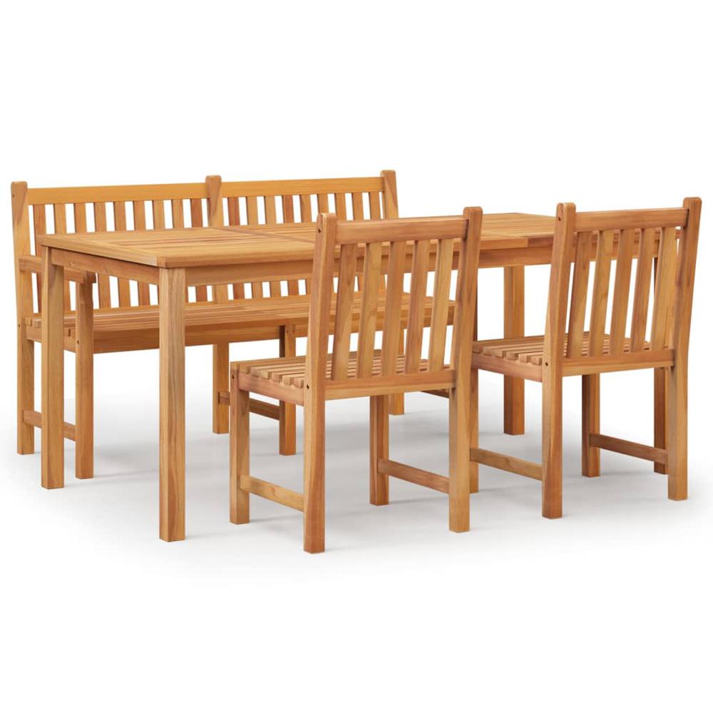 4 Piece Patio Dining Set Solid Wood Teak. Picture 1