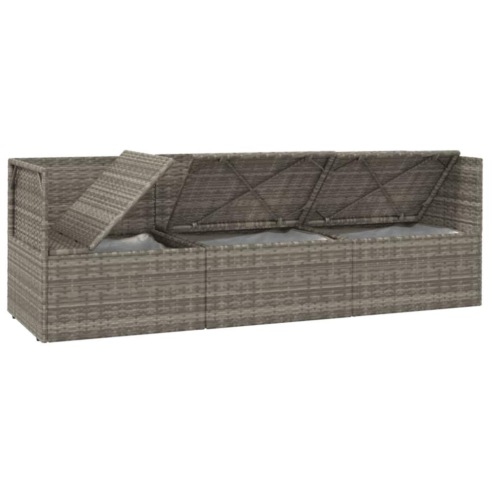 4 Piece Patio Lounge Set with Cushions Gray Poly Rattan. Picture 7