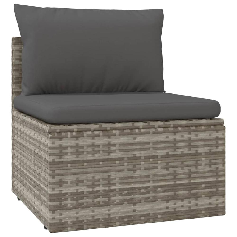 10 Piece Patio Lounge Set with Cushions Gray Poly Rattan. Picture 4