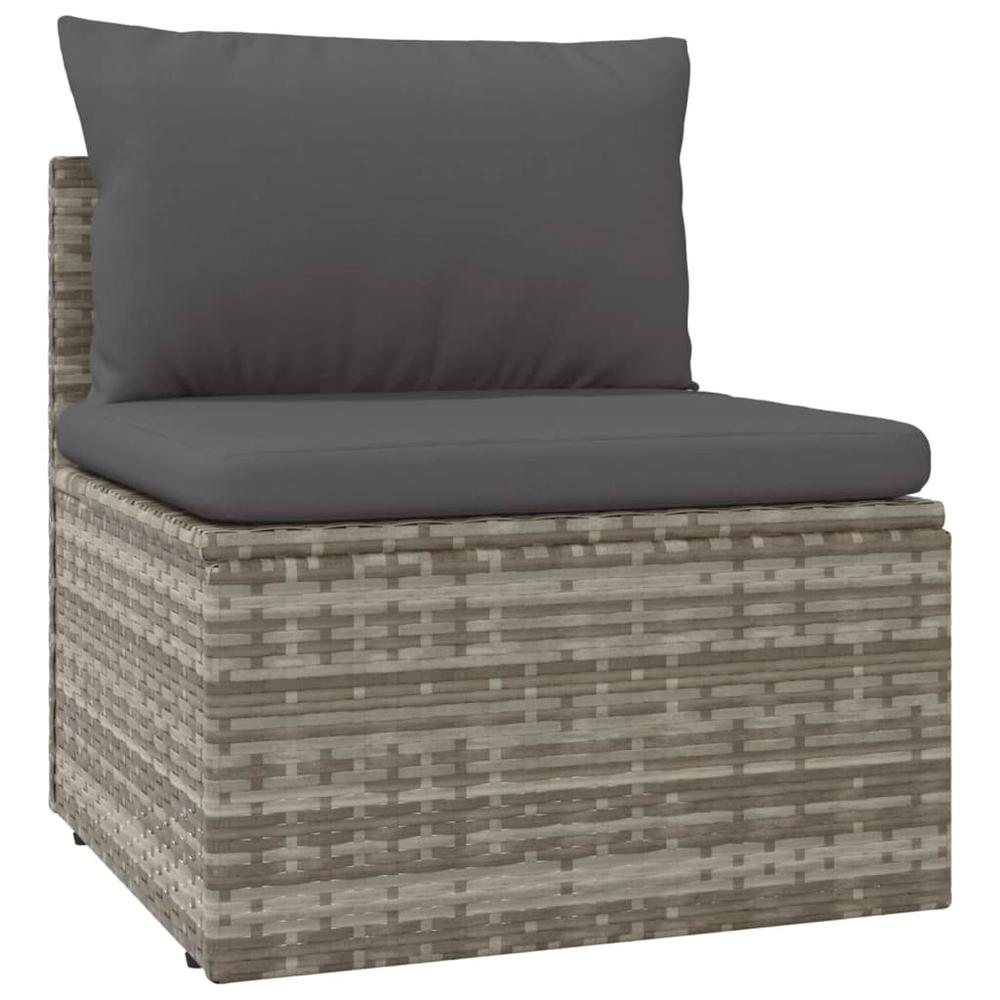 7 Piece Patio Lounge Set with Cushions Gray Poly Rattan. Picture 5