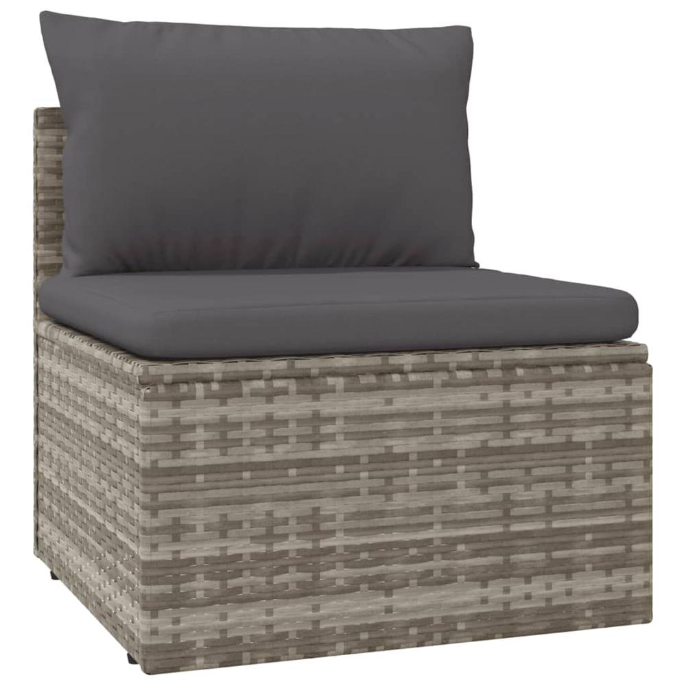 9 Piece Patio Lounge Set with Cushions Gray Poly Rattan. Picture 4