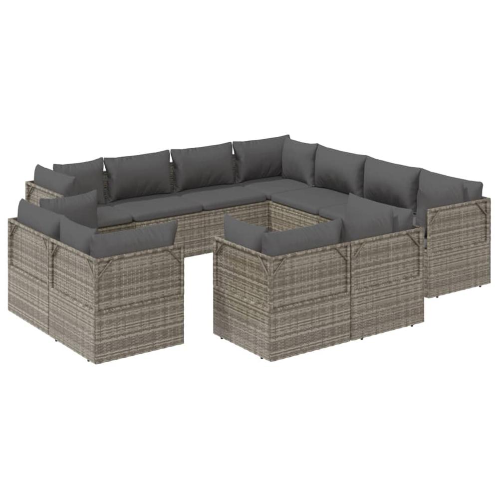 11 Piece Patio Lounge Set with Cushions Gray Poly Rattan. Picture 2