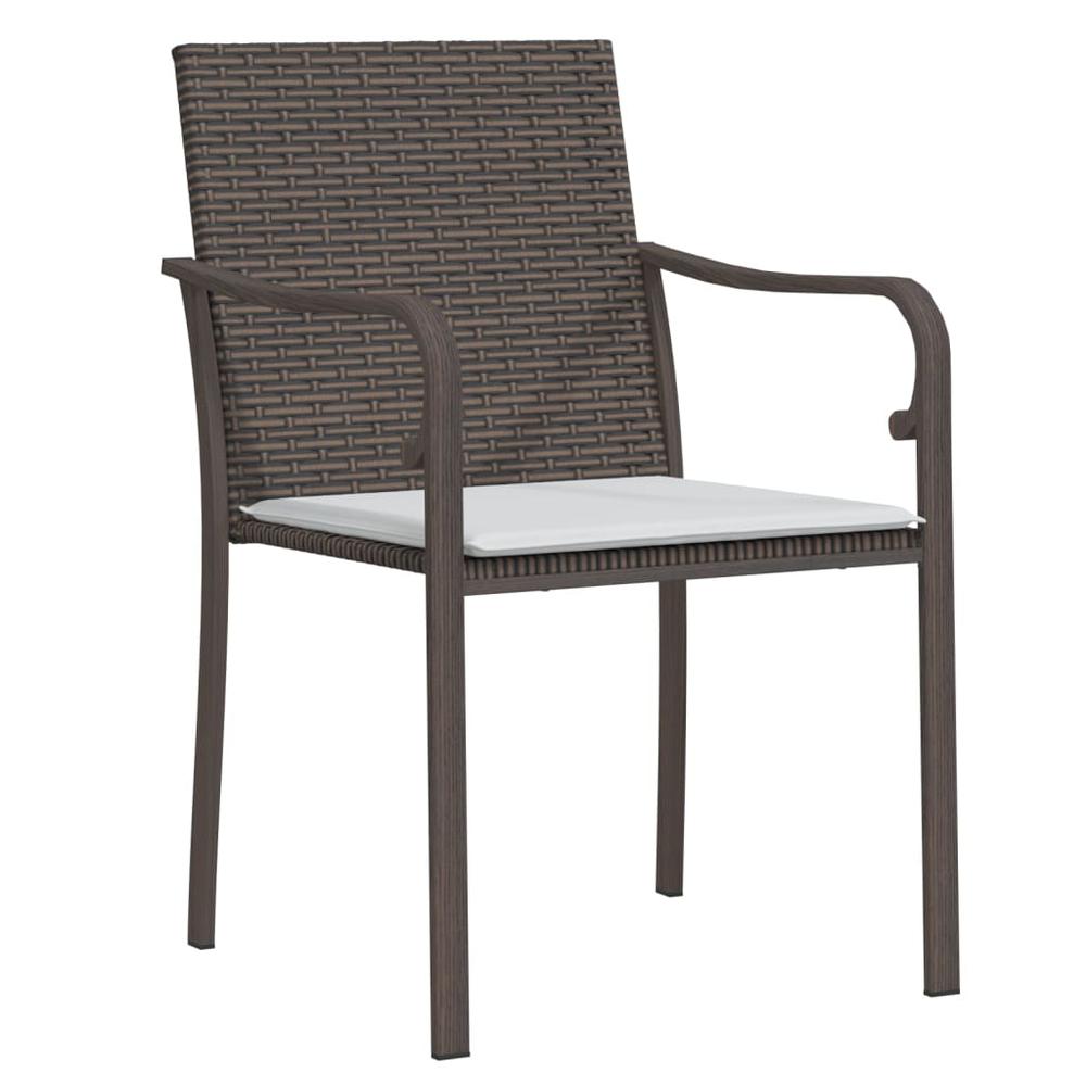 Patio Chairs with Cushions 2 pcs Brown 22"x23.2"x33.1" Poly Rattan. Picture 2