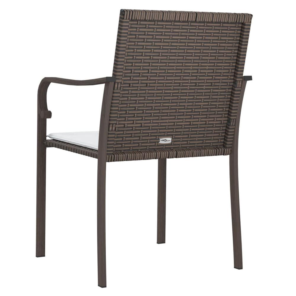 Patio Chairs with Cushions 2 pcs Brown 22"x23.2"x33.1" Poly Rattan. Picture 5