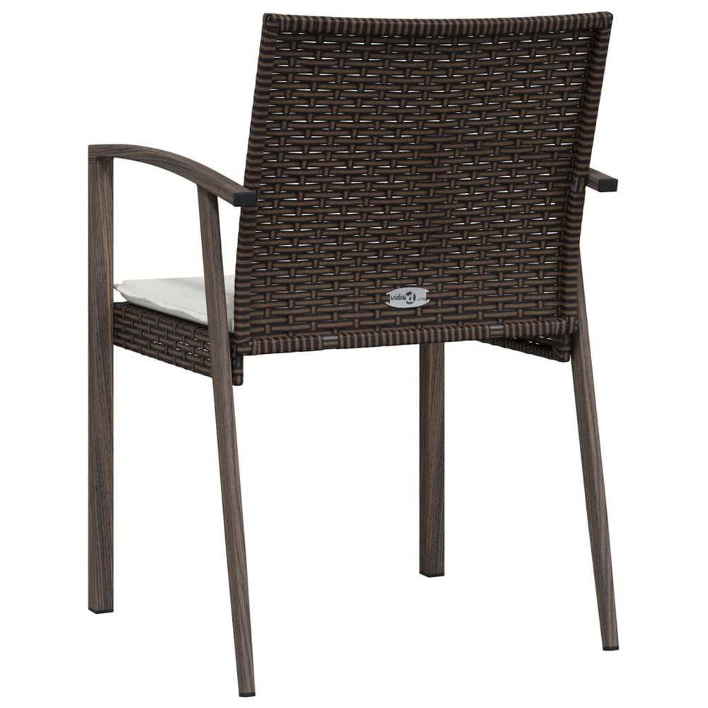 Patio Chairs with Cushions 2 pcs Brown 22.2"x22.4"x32.7" Poly Rattan. Picture 5