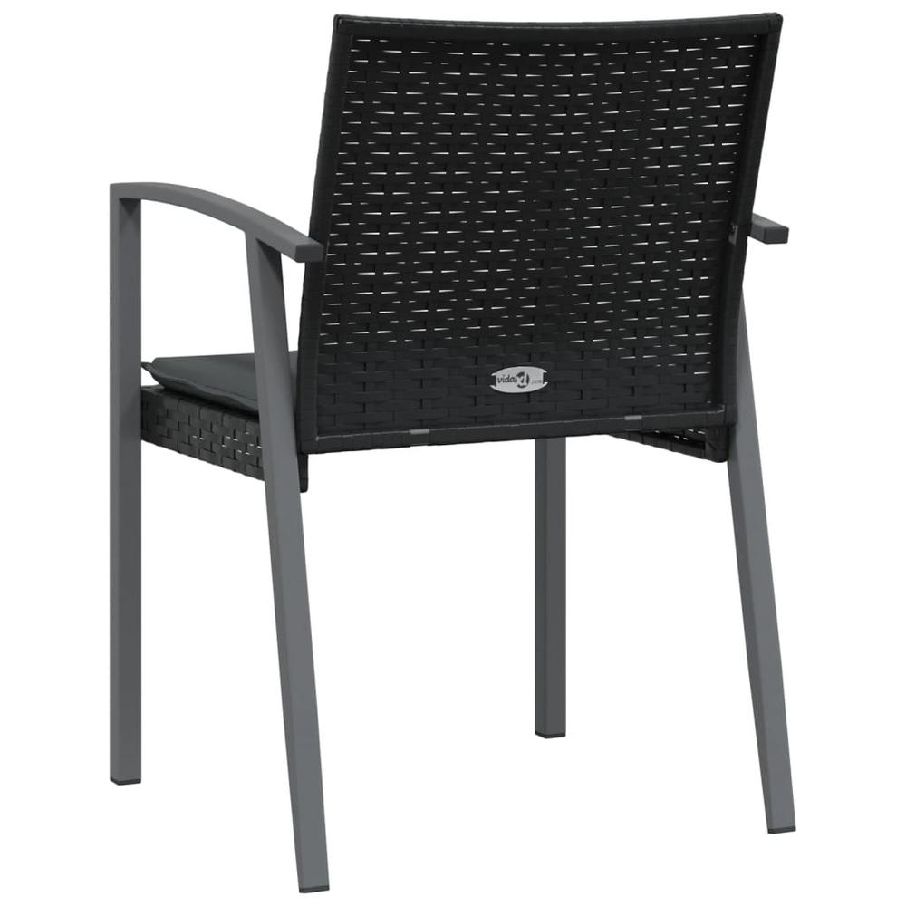 Patio Chairs with Cushions 2 pcs Black 22.2"x22.4"x32.7" Poly Rattan. Picture 5