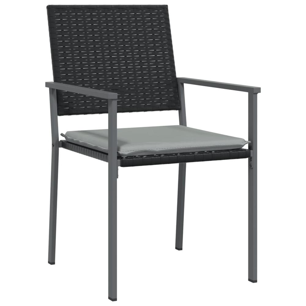 Patio Chairs with Cushions 2 pcs Black 21.3"x24.6"x35" Poly Rattan. Picture 2