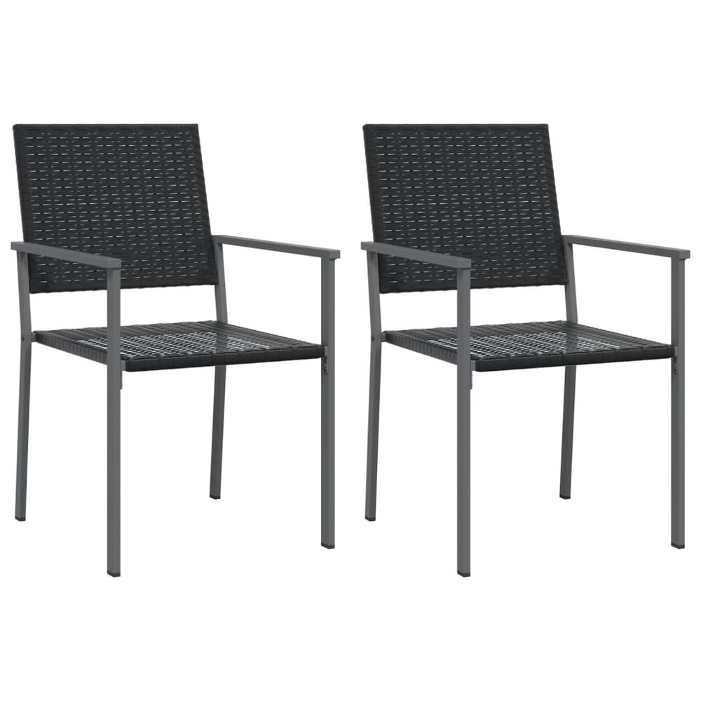 Patio Chairs 2 pcs Black 21.3"x24.6"x35" Poly Rattan. Picture 1