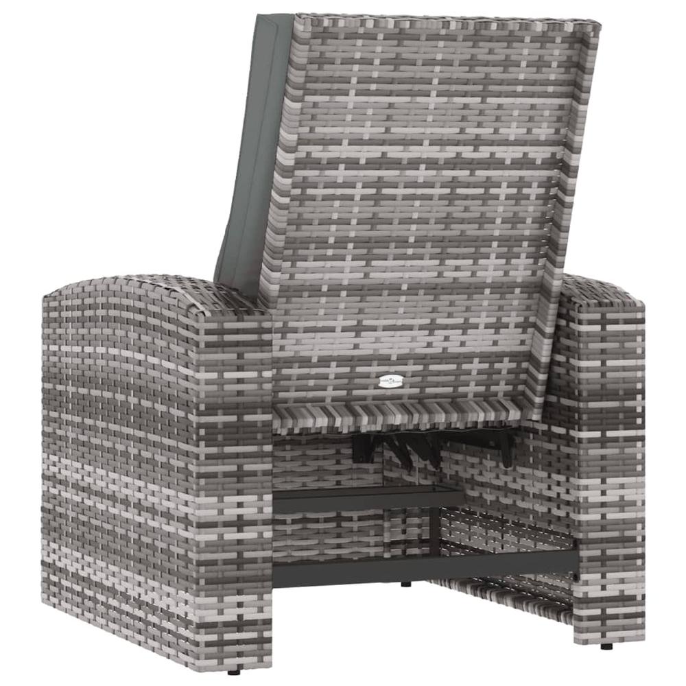 Patio Reclining Chair with Cushions Gray Poly Rattan. Picture 4