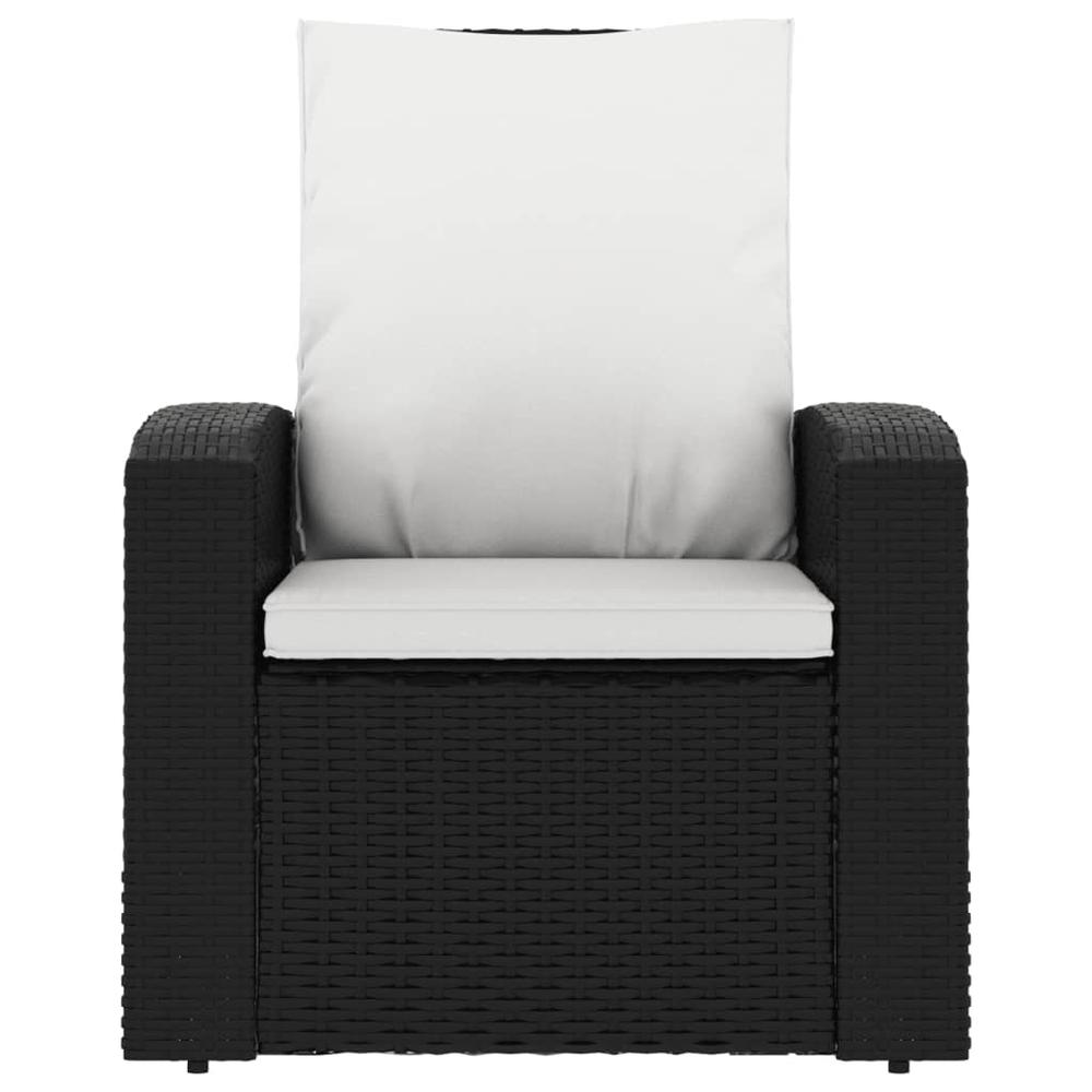 Patio Reclining Chair with Cushions Black Poly Rattan. Picture 2