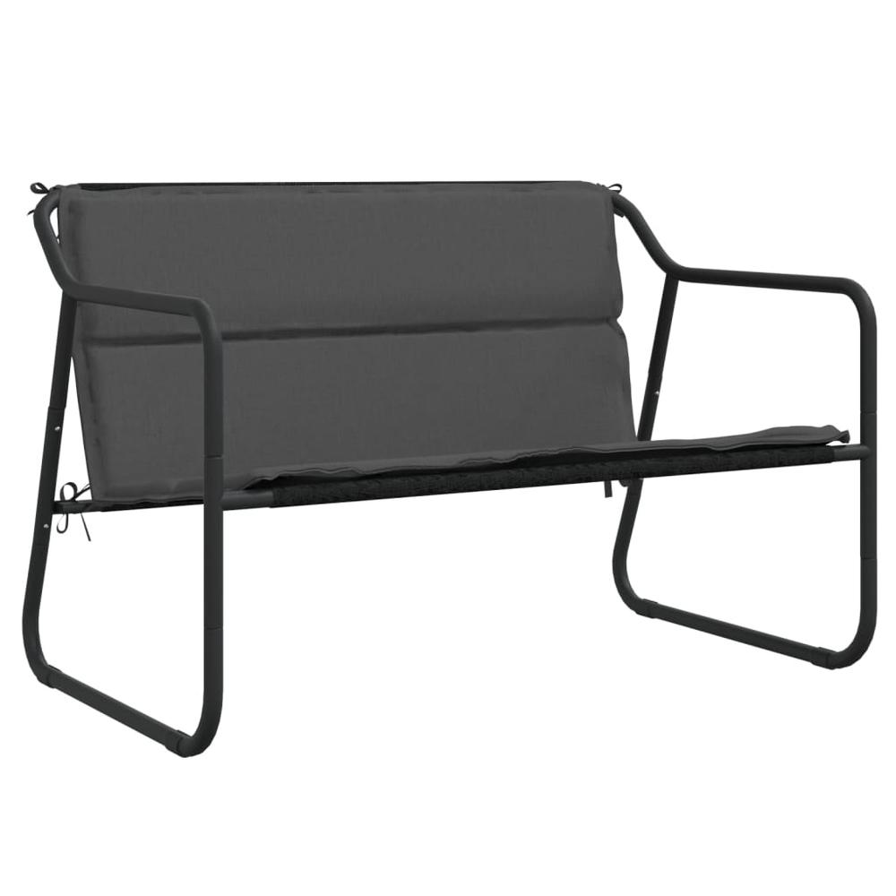 2-Seater Patio Bench with Cushion Anthracite Steel. Picture 1