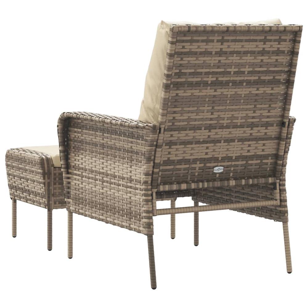 Patio Chair with Footstool Light Brown Poly Rattan. Picture 4