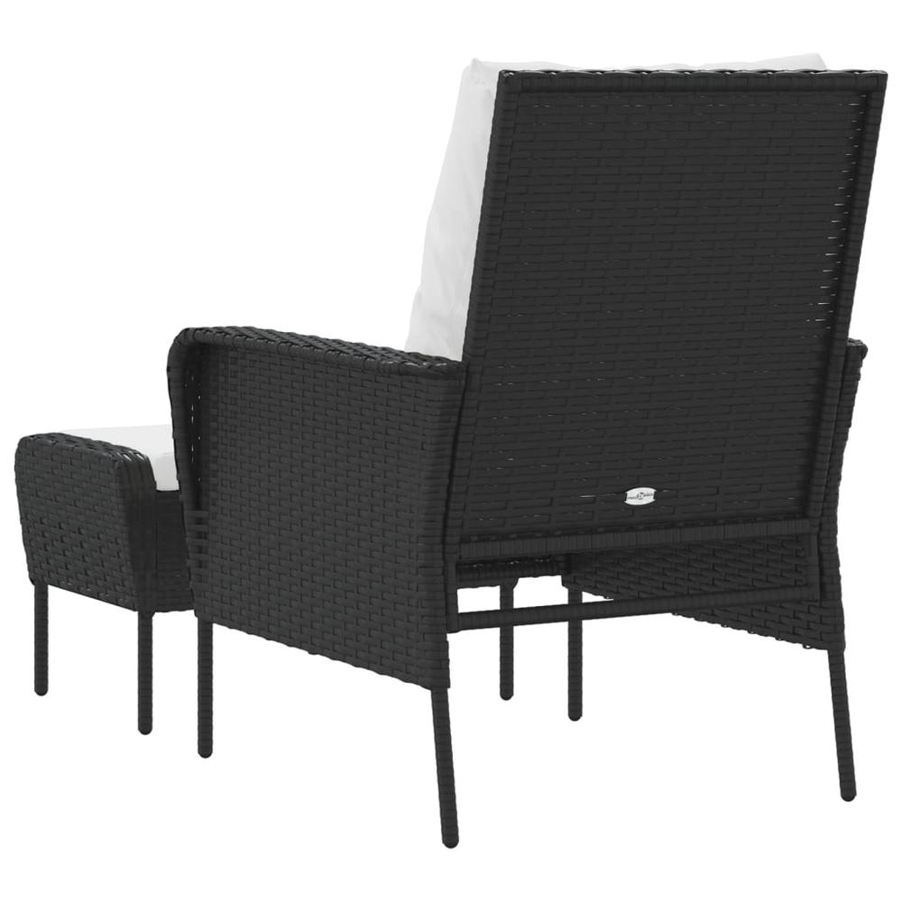 Patio Chair with Footstool Black Poly Rattan. Picture 4