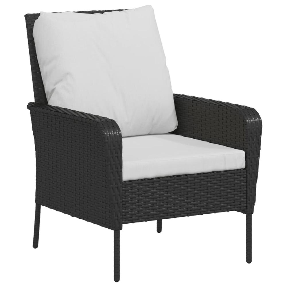 Patio Chair with Footstool Black Poly Rattan. Picture 5