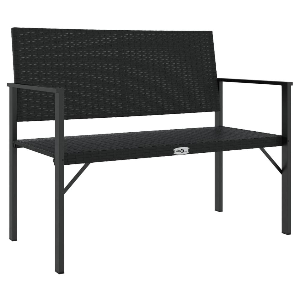 2-Seater Patio Bench Black Poly Rattan. Picture 1