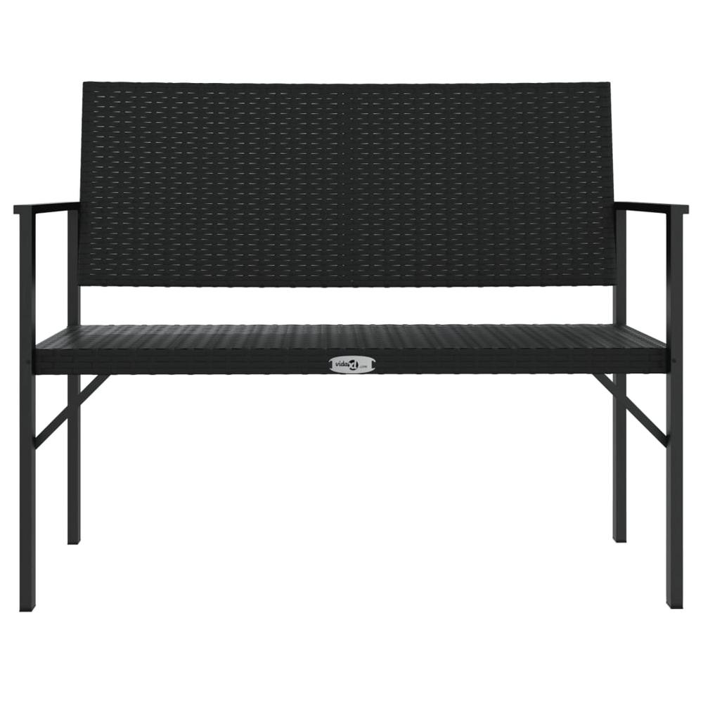 2-Seater Patio Bench Black Poly Rattan. Picture 2