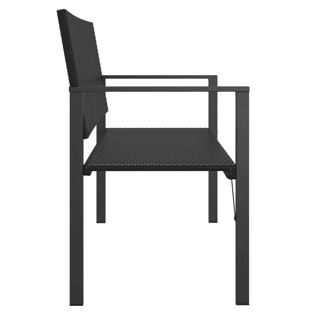 2-Seater Patio Bench Black Poly Rattan. Picture 3