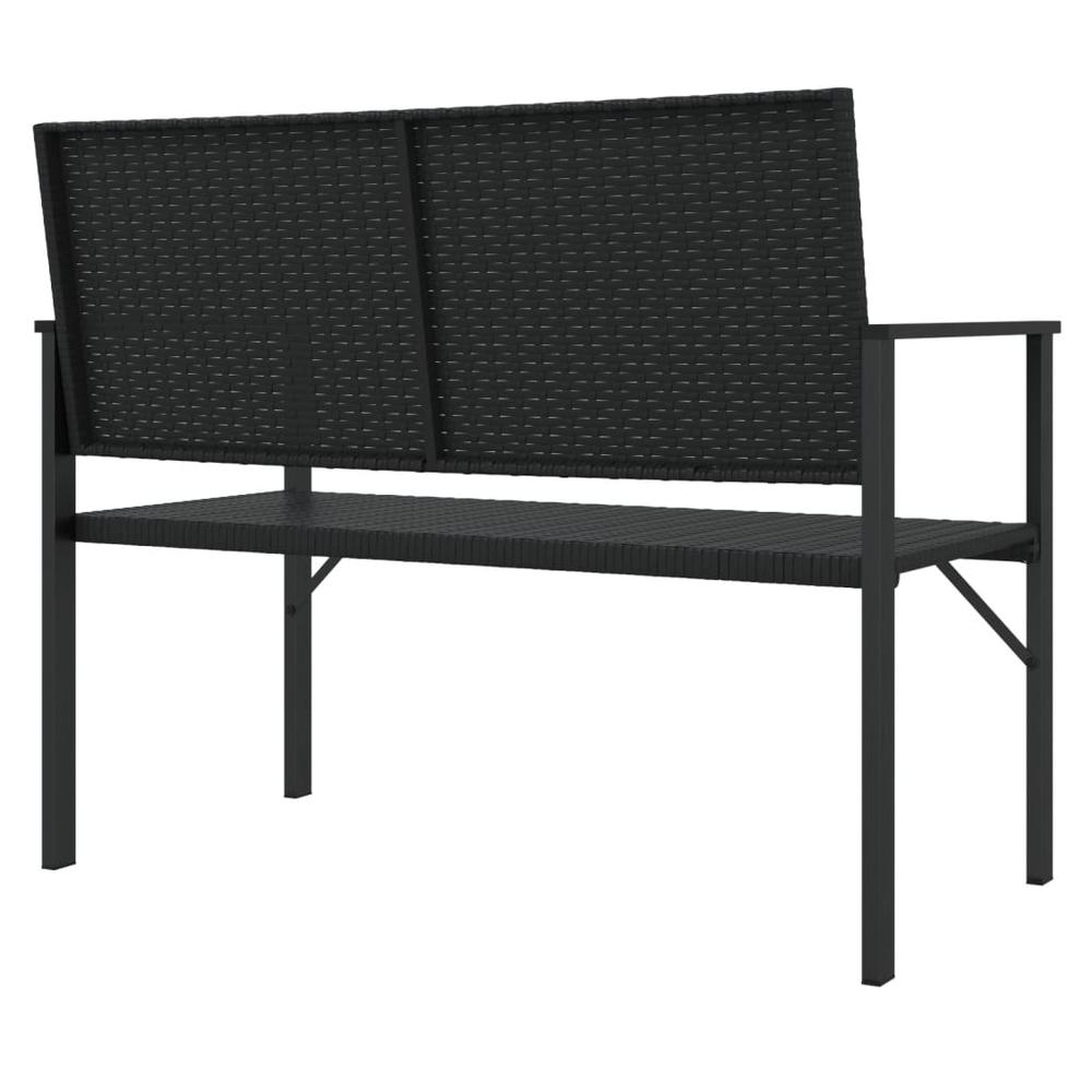 2-Seater Patio Bench Black Poly Rattan. Picture 4