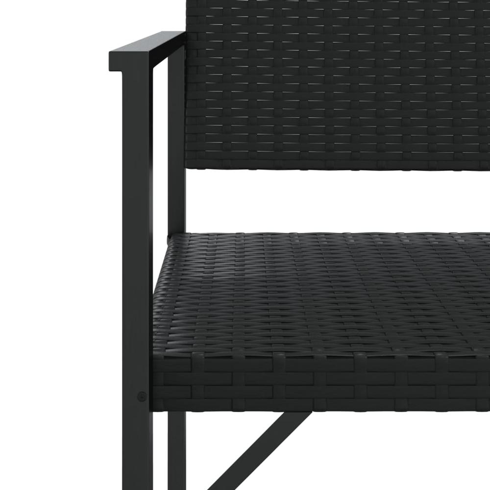 2-Seater Patio Bench Black Poly Rattan. Picture 5