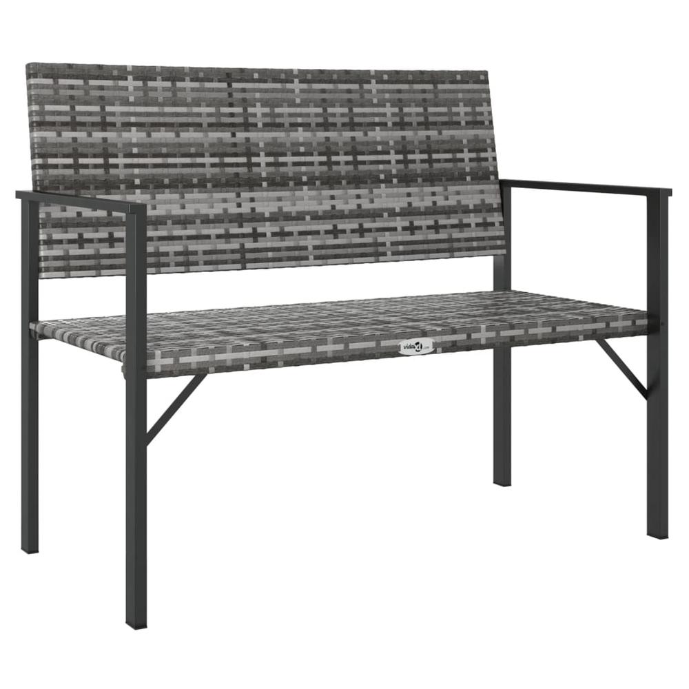 2-Seater Patio Bench Gray Poly Rattan. Picture 1