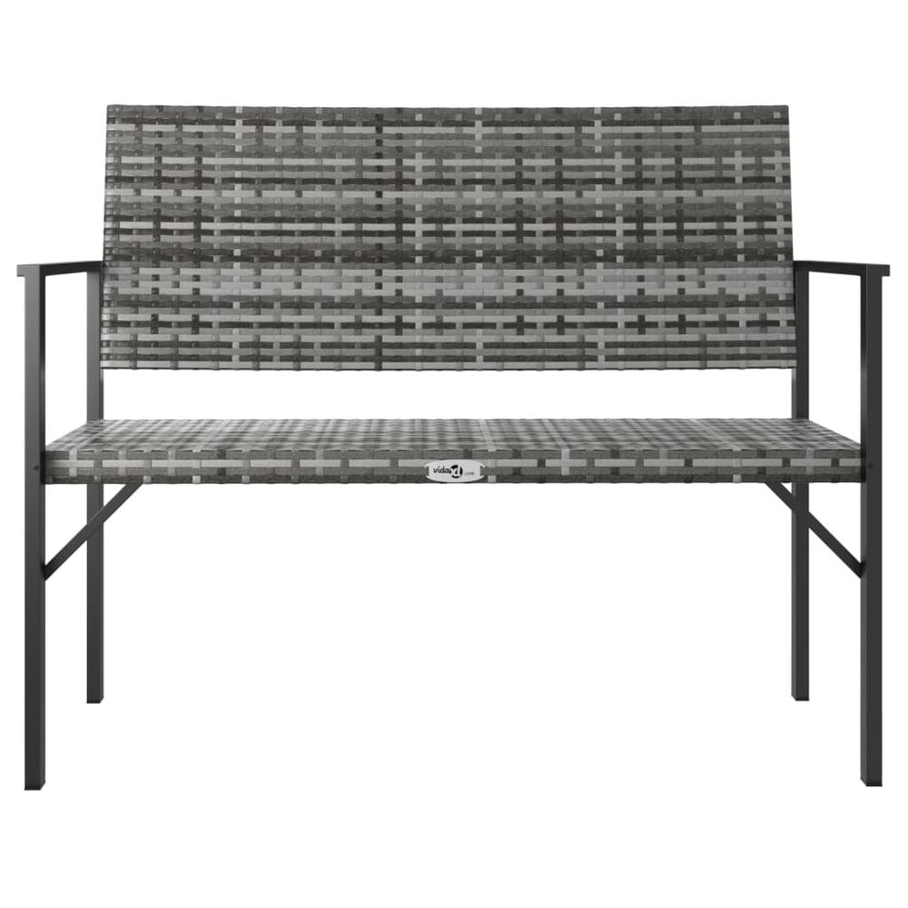 2-Seater Patio Bench Gray Poly Rattan. Picture 2