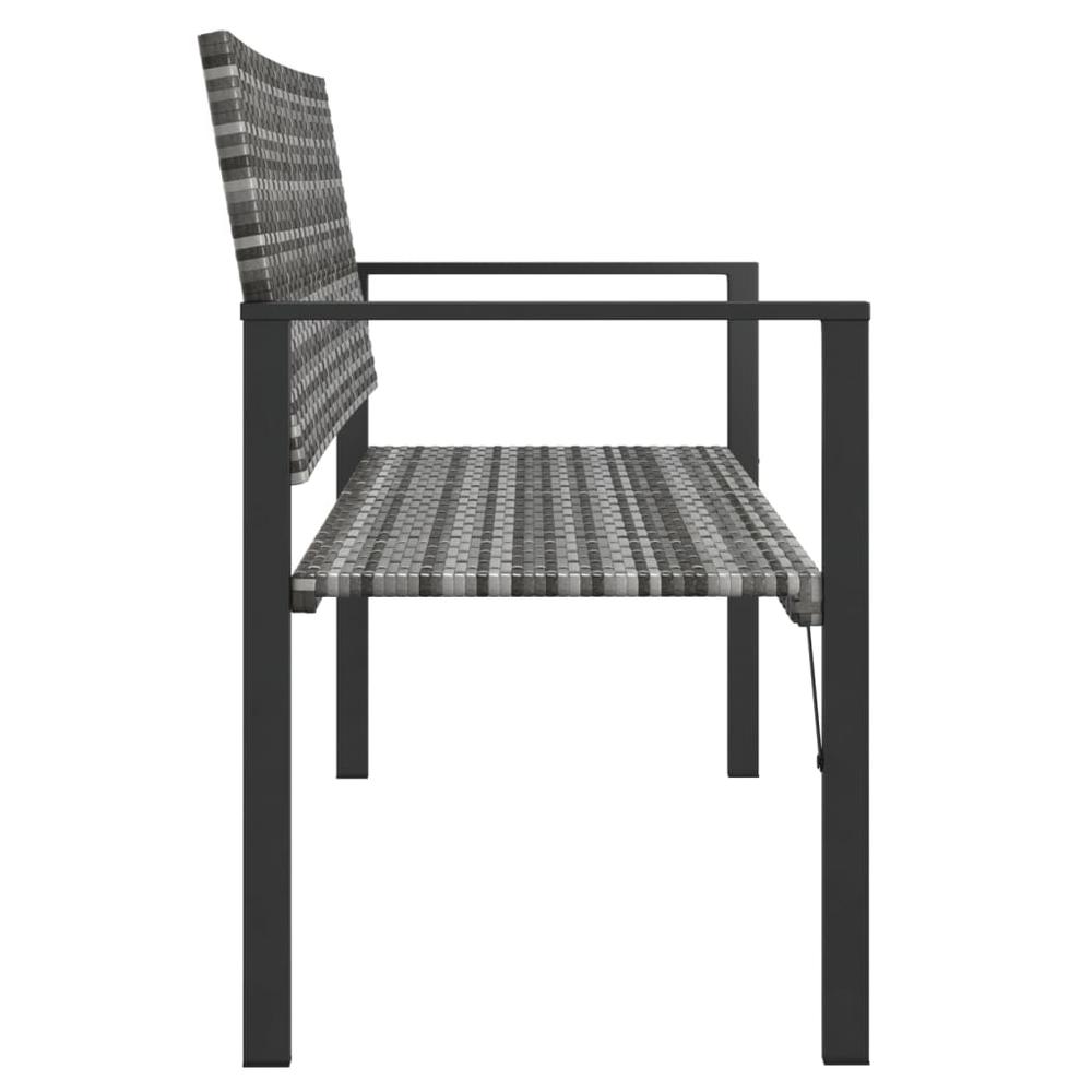 2-Seater Patio Bench Gray Poly Rattan. Picture 3