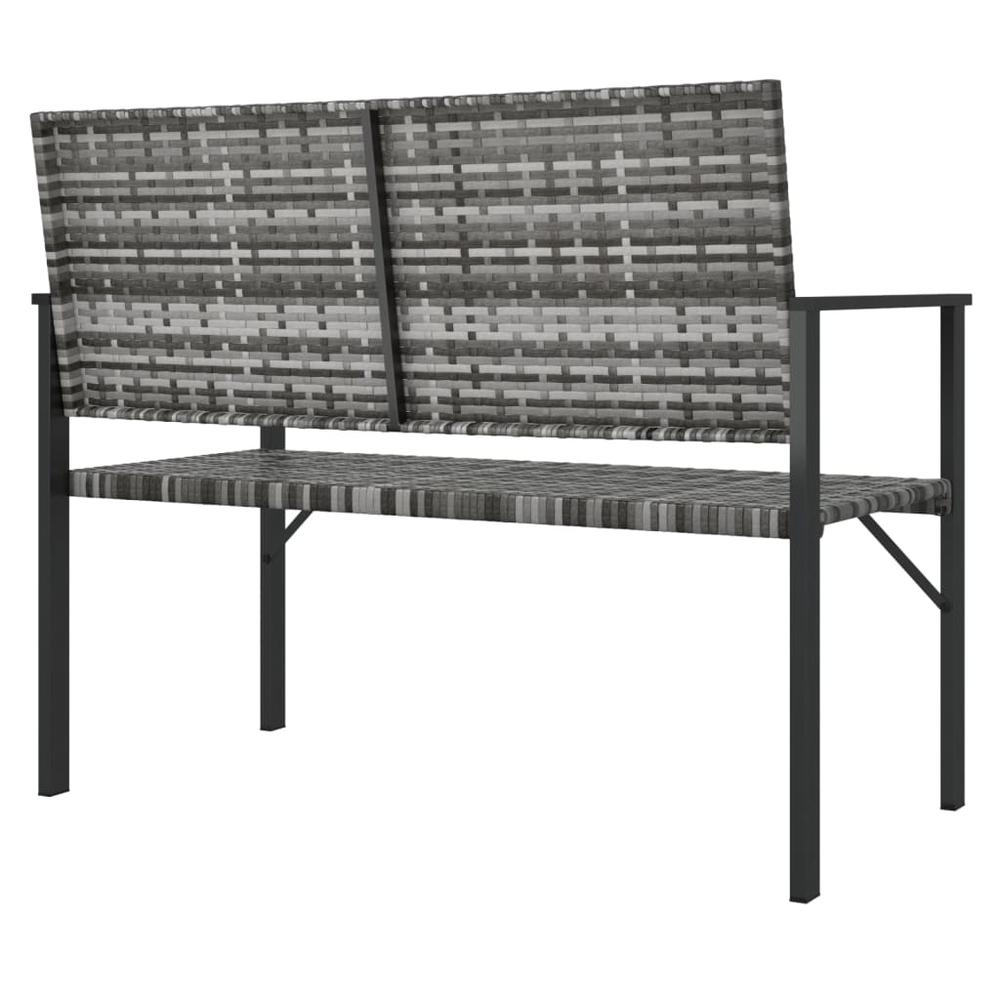 2-Seater Patio Bench Gray Poly Rattan. Picture 4