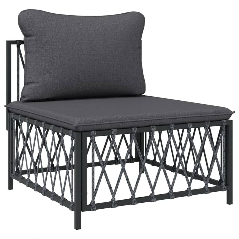Patio Middle Sofa with Cushions Anthracite Woven Fabric. Picture 1