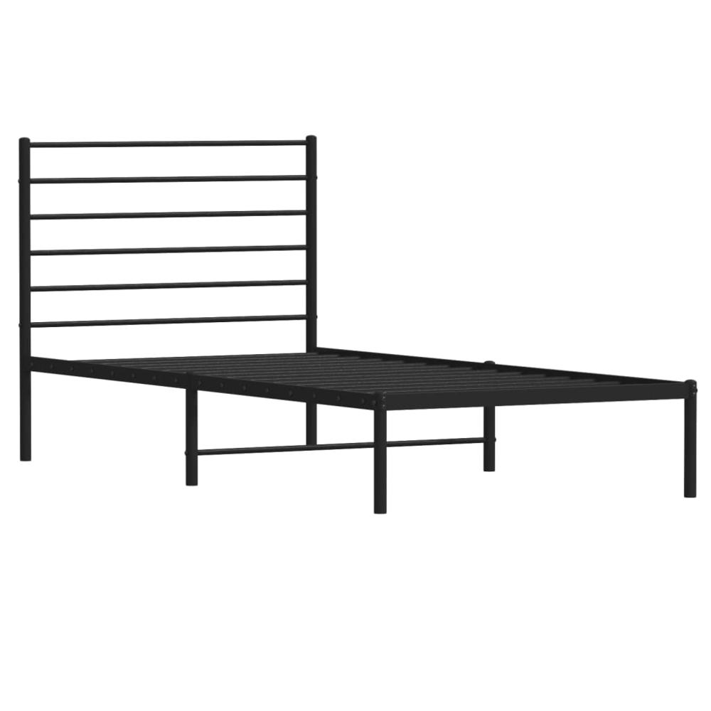 Metal Bed Frame with Headboard Black 39.4"x74.8" Twin. Picture 4