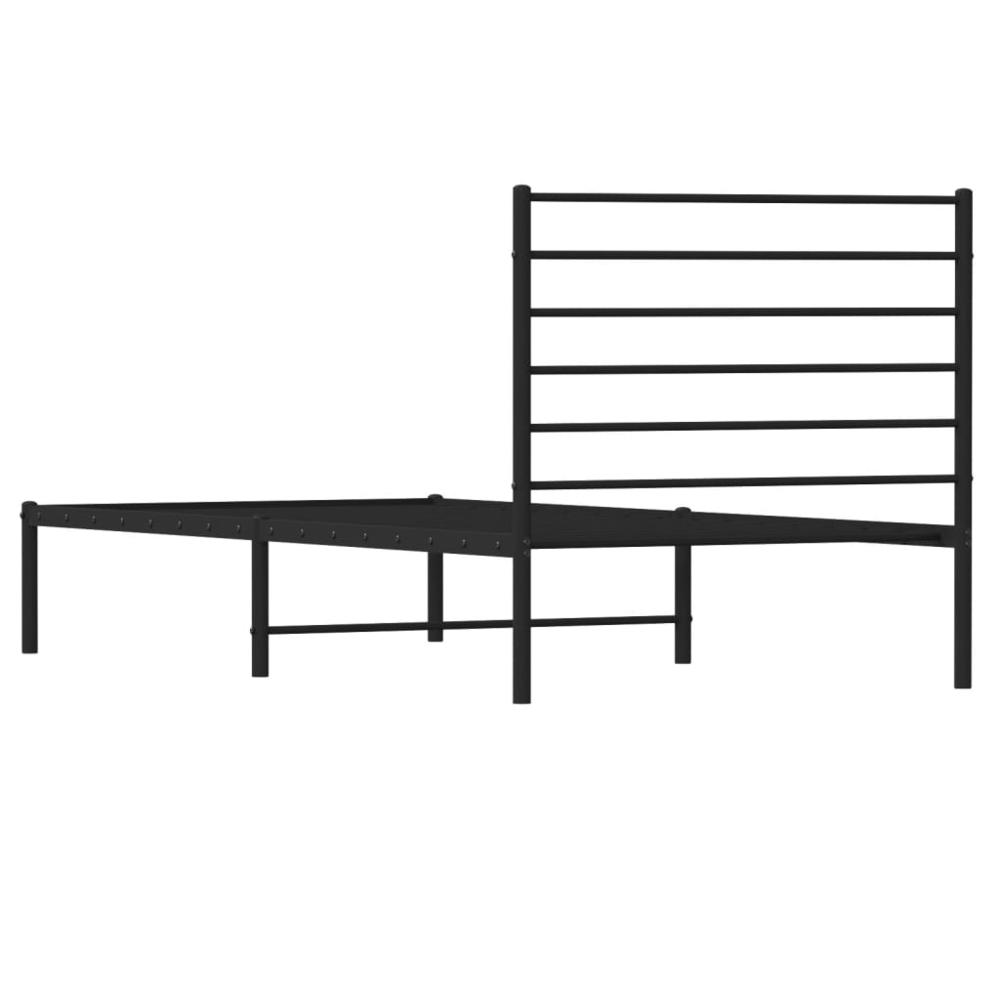 Metal Bed Frame with Headboard Black 39.4"x78.7". Picture 7