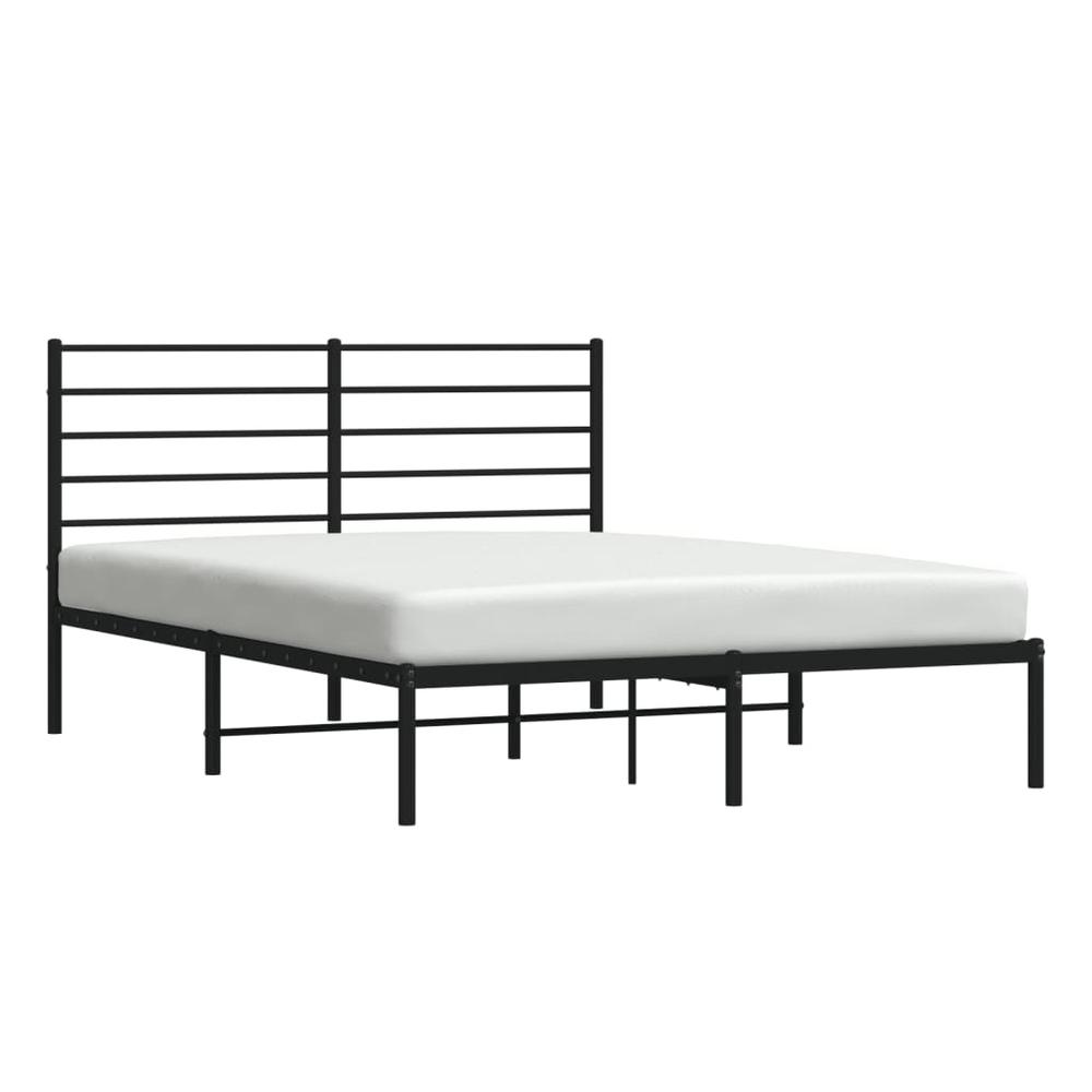 Metal Bed Frame with Headboard Black 59.8"x78.7". Picture 3
