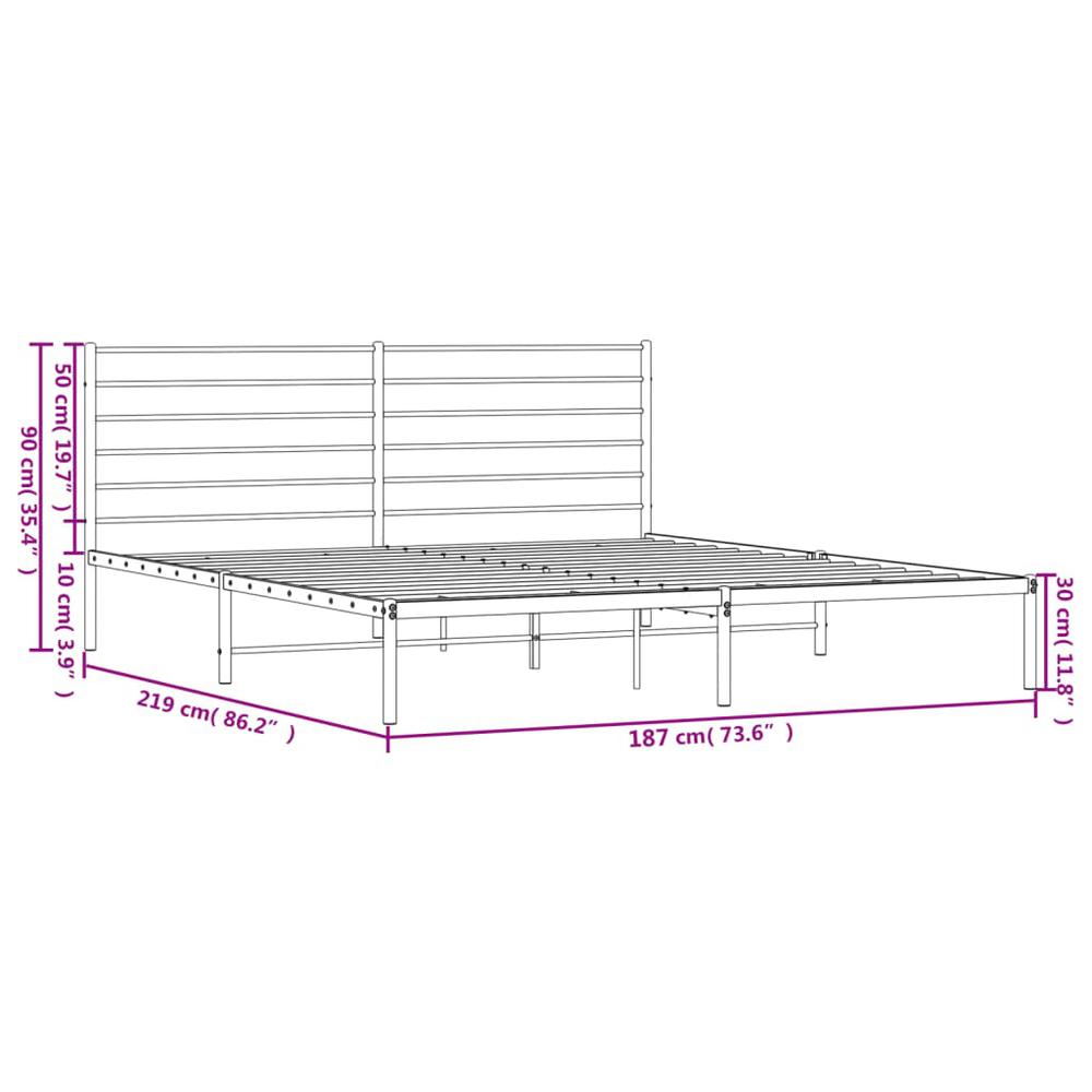Metal Bed Frame with Headboard Black 72"x83.9" California King. Picture 9