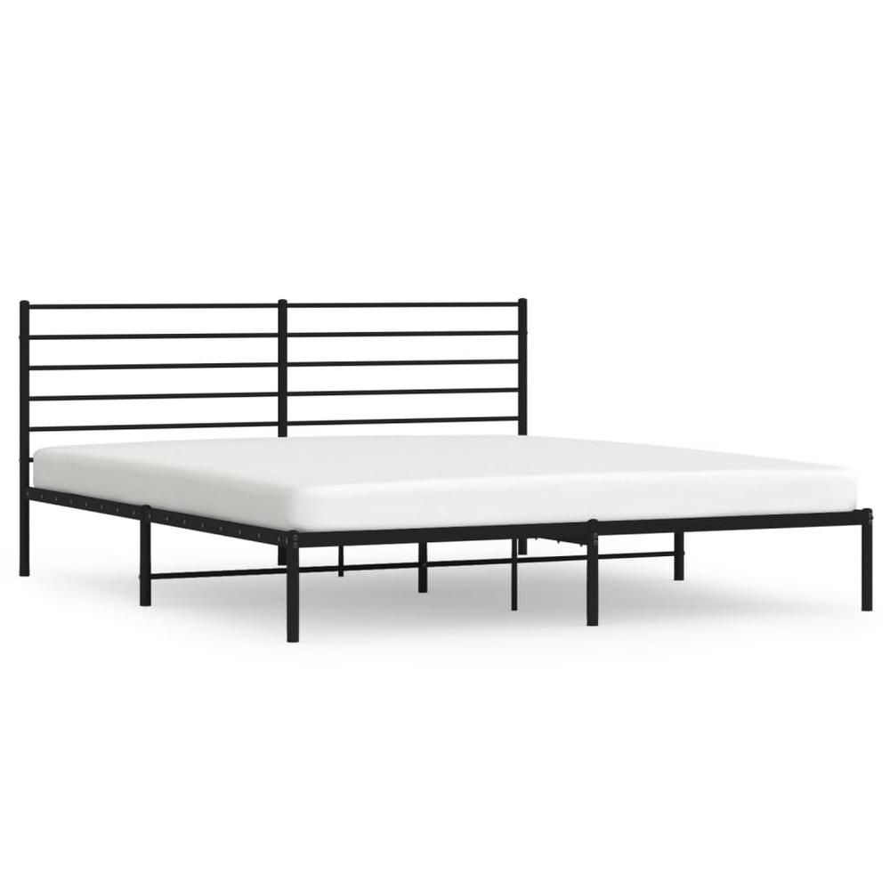Metal Bed Frame with Headboard Black 76"x79.9" King. Picture 1