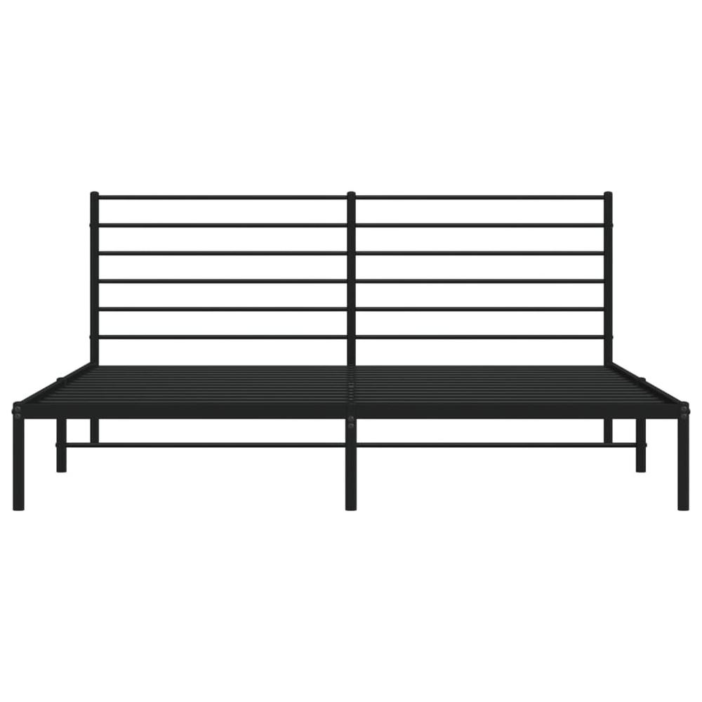 Metal Bed Frame with Headboard Black 76"x79.9" King. Picture 5