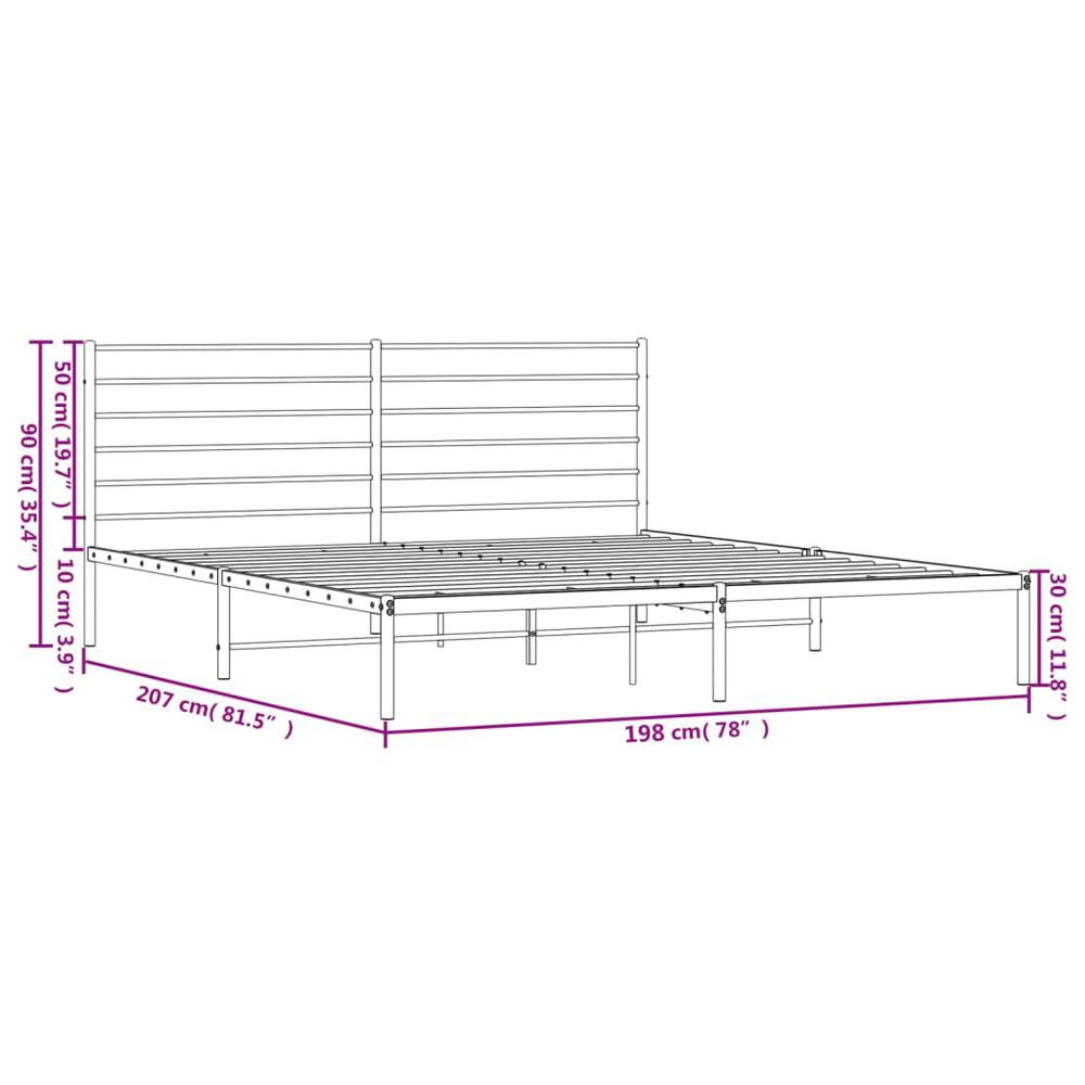 Metal Bed Frame with Headboard Black 76"x79.9" King. Picture 9