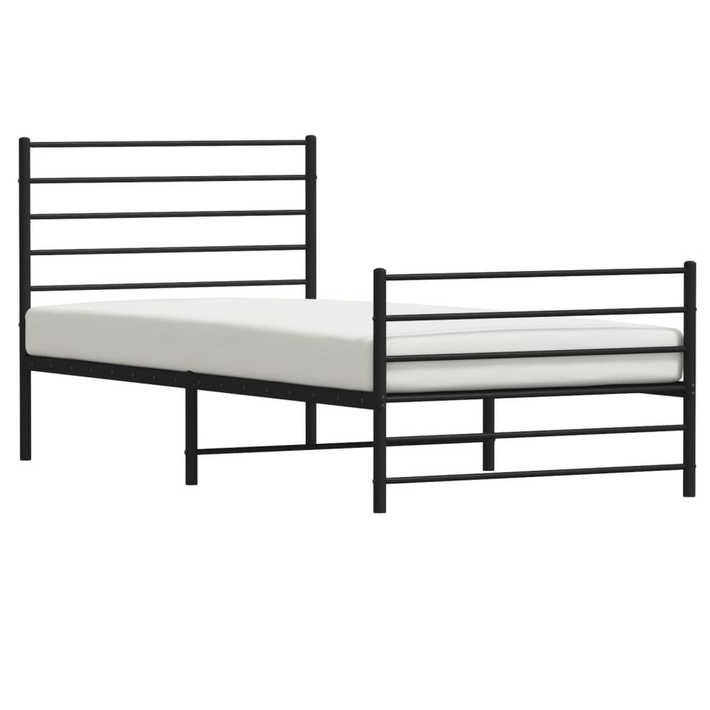 Metal Bed Frame with Headboard and Footboard Black 39.4"x78.7". Picture 3