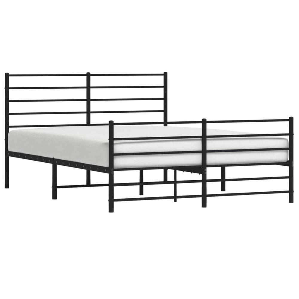 Metal Bed Frame with Headboard and Footboard Black 53.9"x74.8" Full. Picture 3