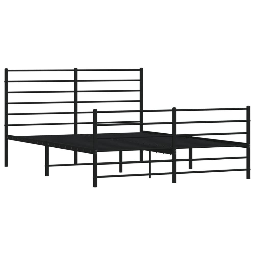 Metal Bed Frame with Headboard and Footboard Black 53.9"x74.8" Full. Picture 4