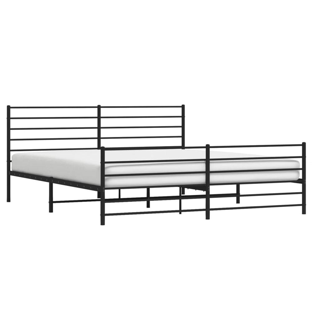 Metal Bed Frame with Headboard and Footboard Black 76"x79.9" King. Picture 3