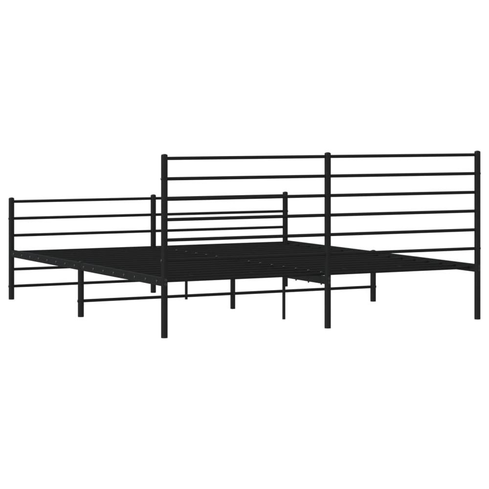 Metal Bed Frame with Headboard and Footboard Black 76"x79.9" King. Picture 7