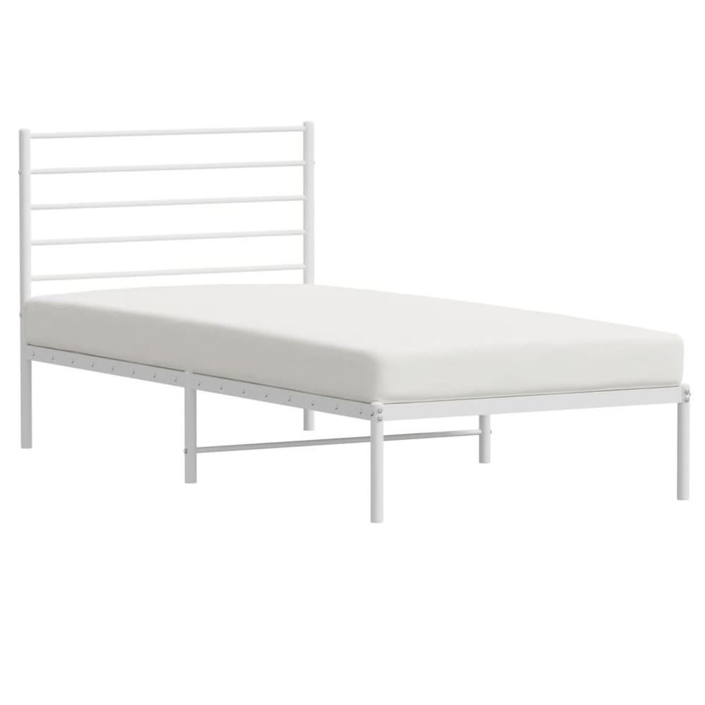 Metal Bed Frame with Headboard White 39.4"x74.8" Twin. Picture 3