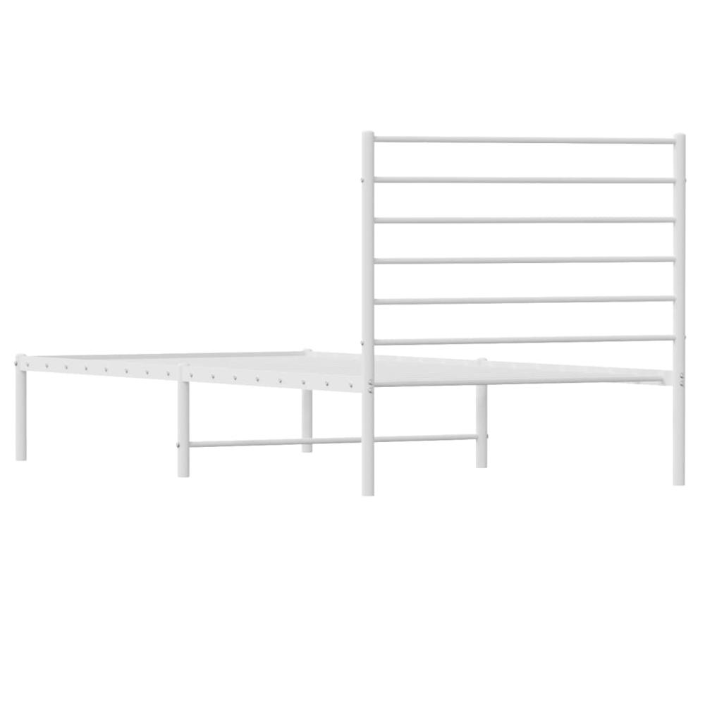 Metal Bed Frame with Headboard White 39.4"x74.8" Twin. Picture 7