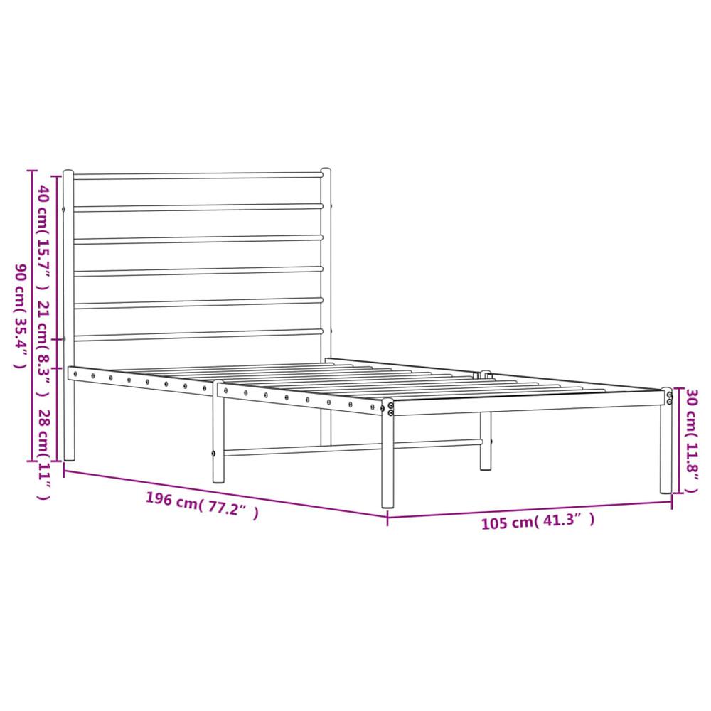 Metal Bed Frame with Headboard White 39.4"x74.8" Twin. Picture 9